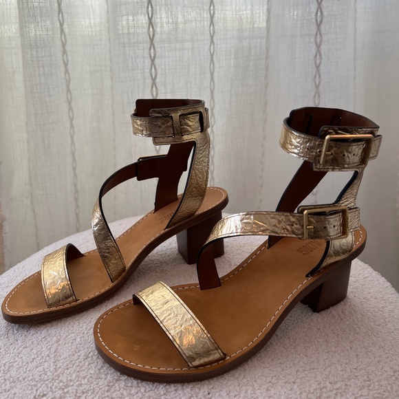 Zadig & Voltaire Gold Textured Leather Sandals – Size 38 (US 7–7.5) - Picture 1 of 11